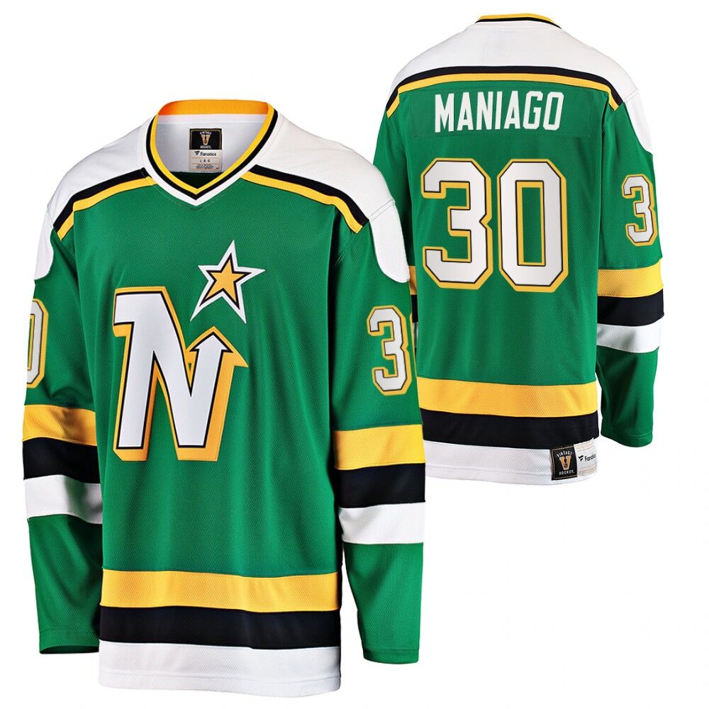 Men's Minnesota North Stars # 30 Cesare Maniago Green Stitched NHL Jersey